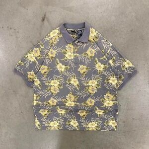 Vintage Ocean Pacific Hawaiian Floral Polo Shirt Size Large